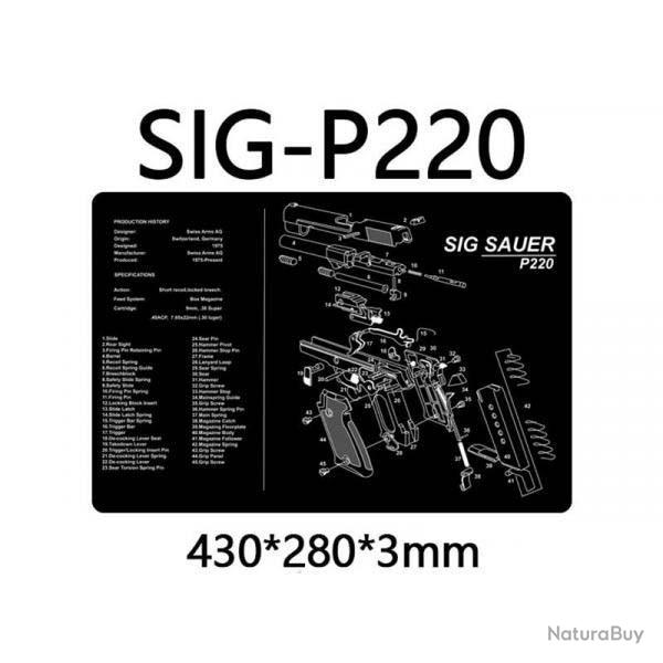 Tapis de nettoyage en caoutchouc pour pistolet 280mmx430mm Sig Sauer P220