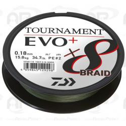 Tresse Daiwa Tournament 8 Braid Evo + Dark Green 0.08mm 135m 4,9kg #0.6