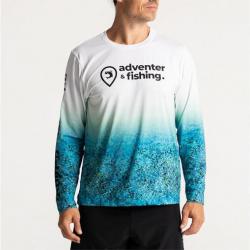 T Shirt UV Adventer Fishing Bozed Bila