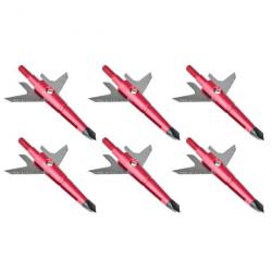 6 x Pointes de Flèches Fixes à Deux Lames JX Couleur Rouge pour la Chasse au Tir à l'Arc ou Arbalète