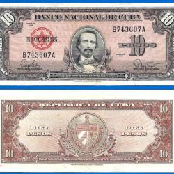 Cuba 10 Pesos 1960 Signature Non Che Guevara Billet