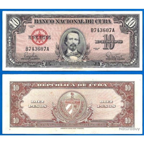 Cuba 10 Pesos 1960 Signature Non Che Guevara Billet