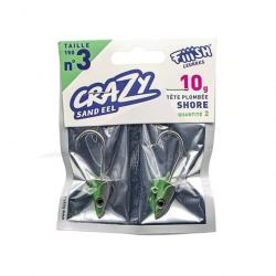 Fiiish Crazy Sand Eel Têtes N°3 Shore 10g Vert