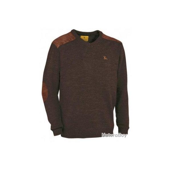 Pull chasse Fox col V marron VERNEY CARRON