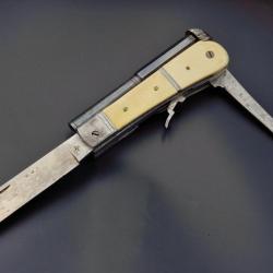 COUTEAU PISTOLET A PERCUSSION CALIBRE 8mm LAME NOGENTAISE LANGRES vers 1850 - FRANCE BELGIQUE XIXè F