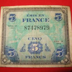 FRANCE billet de 5 Francs  serie 1944 "drapeau"