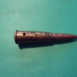 1 munition 8x50 R Lebel TS 02/35,étui laiton, balle blindée cuivre, neutralisée