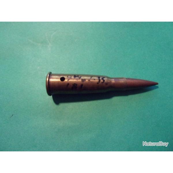 1 munition 8x50 R Lebel TS 02/35,tui laiton, balle blinde cuivre, neutralise