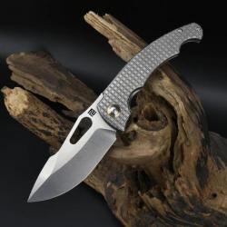 Couteau Artisan Xcellerator Titane Lame Acier S90V Stonewash Manche & Clip Titane IKBS ATZ1860GGY