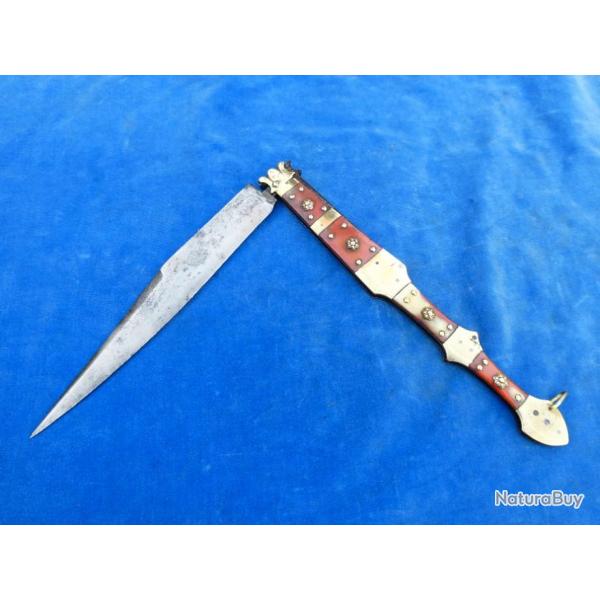 SUPERBE COUTEAU ANCIEN Old Knife - XIX - THIERS NAVAJA STYLE EXPAGNOL Spanish - 41 CM