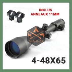 LUNETTE DE TIR 4-48x65 - VISIONKING - RÉTICULE LUMINEUX Mil-Dot - ANNEAUX 11mm - LIVRAISON GRATUITE