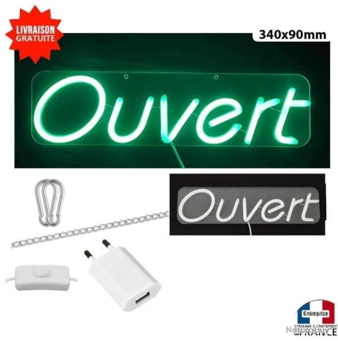 Enseigne LED Ouverte - Style Néon - Étanche, Haute Luminosité - Pour Boutique, Bar, Fenêtre - Alimentation USB Ou Piles