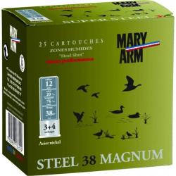 Cartouches Mary Arm Steel 38 Mag Acier Nickelé plomb n°1+2 BJ - Cal. 12 x1 boite