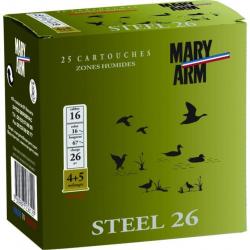 Cartouches Mary Arm Steel 26 BJ plomb n°4+5 Acier nickelé - Cal. 16 x2 boites