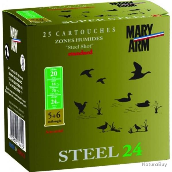 Cartouches Mary Arm Steel 24 BJ plomb n5+6 Acier - Cal. 20 x1 boite