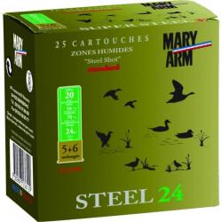 Cartouches Mary Arm Steel 24 BJ plomb n°5+6 Acier - Cal. 20 x5 boites