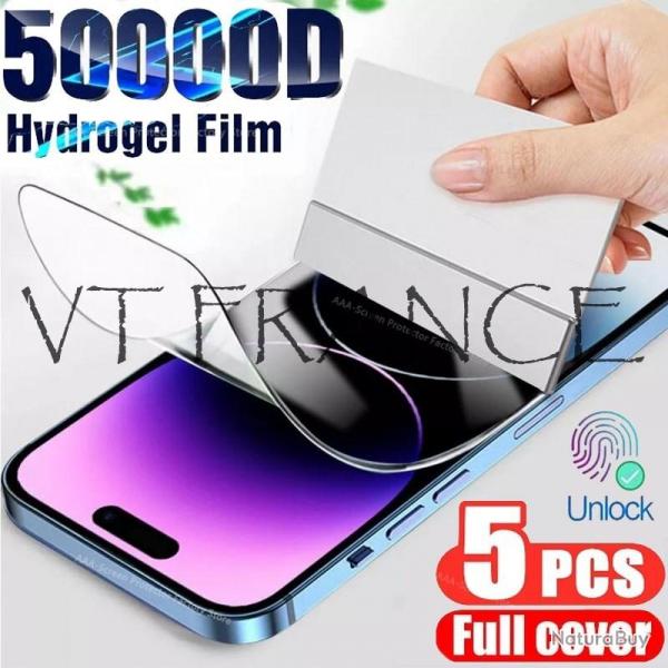 5 Film Hydrogel Protection Ecran pour Iphone, Smartphone: iPhone 15 Pro