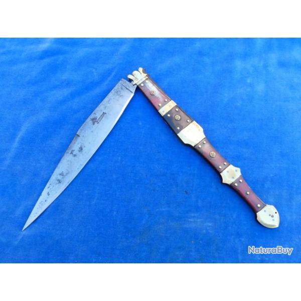 SUPERBE COUTEAU ANCIEN Old Knife - XIX - HAUDEVIELLE EN ALBACETE NAVAJA EXPAGNOL Spanish - 43 CM