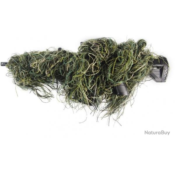 Couvre fusil ghillie motif herbes seches camouflage vegetation