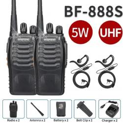 PACK 2x BAOFENG 888S 5W - AVEC 2x OREILLETTES - PORTÉE 10km - 16 canaux - LIVRAISON GRATUITE !!