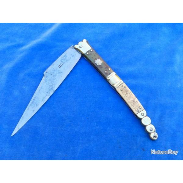 SUPERBE COUTEAU ANCIEN Old Knife - XIX - THIERS BEAUVOIR NAVAJA STYLE EXPAGNOL Spanish - 37,7 CM