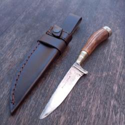 Ancien Couteau de Chasse NICKER ALLEMAND P.FIZENMATER Manche en Bois de Cerf avec Étui en cuir