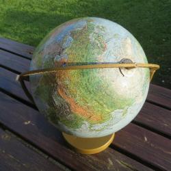 VINTAGE-Ancien Globe terrestre, modéle rotatif en langue française, Scan Globe-Danemark(Vers1960-70)