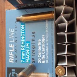47 étuis amorçage Boxer calibre 7 Remington Magnum douilles PPU Partizan