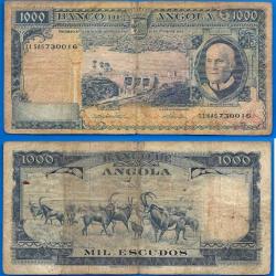 Angola 1000 Escudos 1962 Tomas Afrique Escudo Billet Animal Colonie Portugal