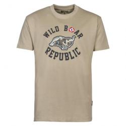 TEE SHIRT PERCUSSION WILD BOAR REPUBLIC  -  BEIGE - TAILLE M