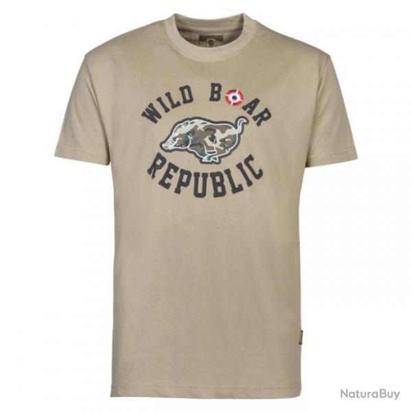 TEE SHIRT PERCUSSION WILD BOAR REPUBLIC  -  BEIGE - TAILLE M