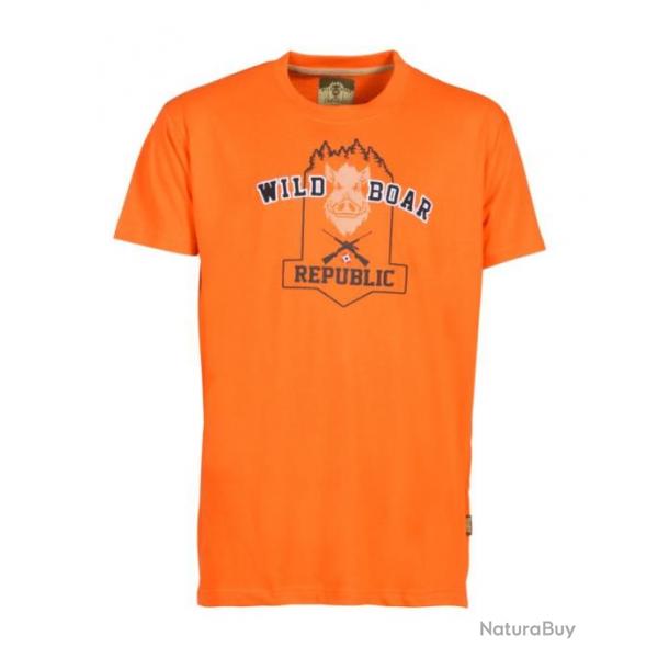 TEE SHIRT PERCUSSION WILD BOAR REPUBLIC II  -  ORANGE - TAILLE M