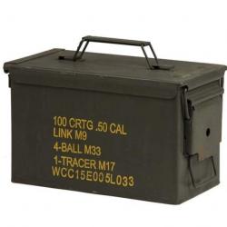 Boite Munitions métal US Armée Cal. 50/5.56 28x18x14cm