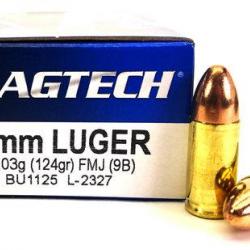 Cartouches MAGTECH 9mm 124grs FMJ - Boite de 50 unités