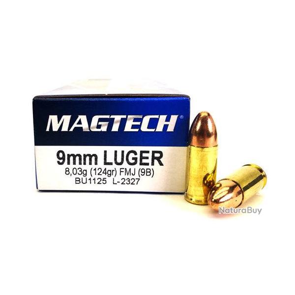 Cartouches MAGTECH 9mm 124grs FMJ - Boite de 50 units