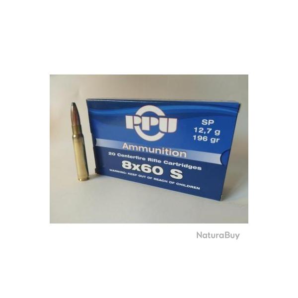 Cartouches PPU 8x60S SP 196gr (12,7g) / 20 cartouches