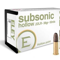 Cartouches ELEY Subsonic Hollow - Cal. 22LR - Boite de 50 unités