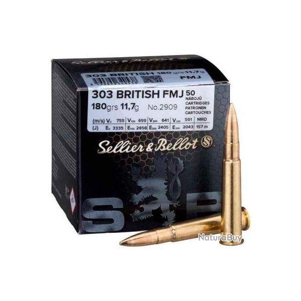 Cartouches 303 British Sellier & Bellot, 180grs - FMJ - Boite de 50