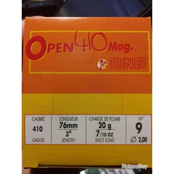 Cartouches TUNET Open 410 Mag 12mm - n9