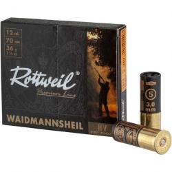 Cartouches Rottweil Waidmannsheil Plastique 12/70 - 36gr - N°5 - 3,0mm