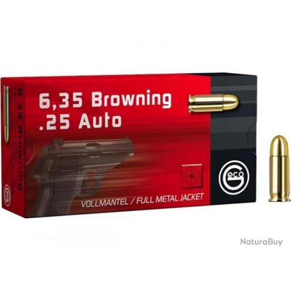 Cartouches GECO 6,35mm BROWNING (25 acp- 25 auto) 49gr FMJ - Bote de 50 units