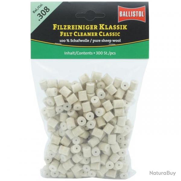 Tampon de nettoyage BALLISTOL Feutre Classique Cal. 308 - 300 Pcs