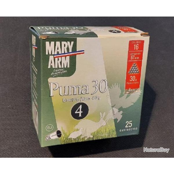 Cartouches MARY ARM PUMA 30 - Cal 16/67 30gr N4 BJ X25