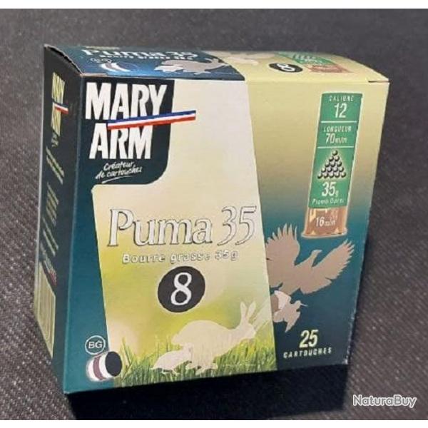 Cartouches MARY ARM PUMA 35 - Cal 12/70 35gr N8 BG X25