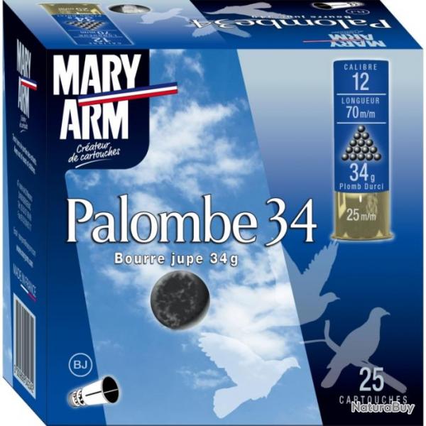 Cartouches MARY ARM PALOMBE 34 Cal 12 70 34gr BJ X25