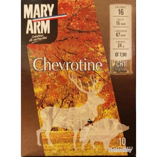 Cartouches MARY ARM CHEVROTINE - Cal 16/67 24gr BG CH1 9 grains X10