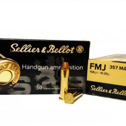 Cartouches SELLIER & BELLOT Calibre 357 MAGNUM 158grs FMJ - Boite de 50 unités