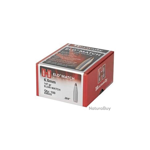 Ogives HORNADY ELD MATCH 6,5mm (.264") - 147grs - 26333 - Boite de 100 units