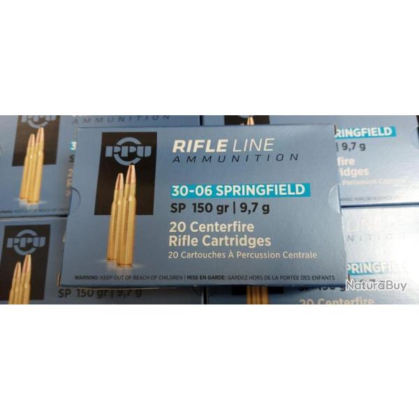 Cartouches PPU Calibre 30-06 SPRINGFIELD SP 150grs - Boite de 20 units