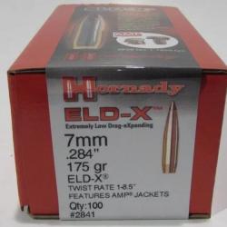 HORNADY 7mm (.284) 175 gr ELD-X - 2841 - Boîte de 100 unités